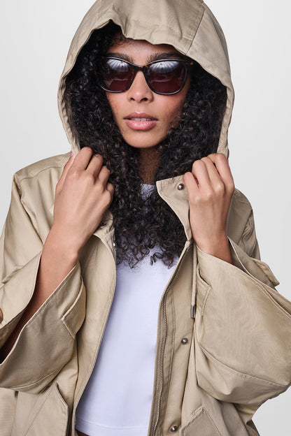 OVERSIZED HOODED ANORAK Travertine | DKNY