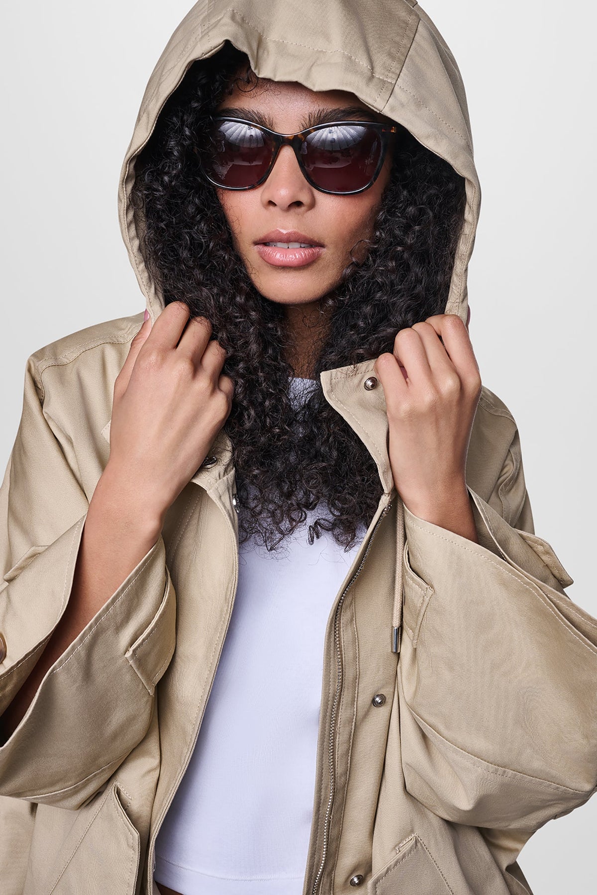 OVERSIZED HOODED ANORAK Travertine | DKNY