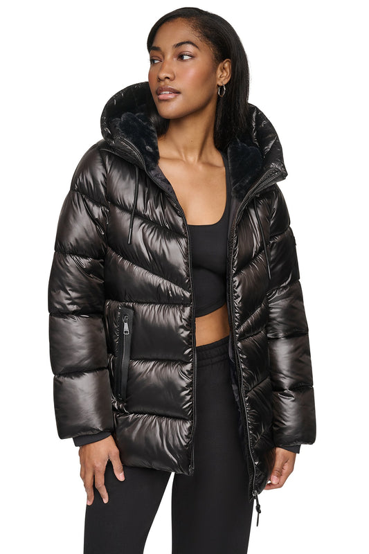 PEARALIZED HOODED PUFFER Bitter | DKNY