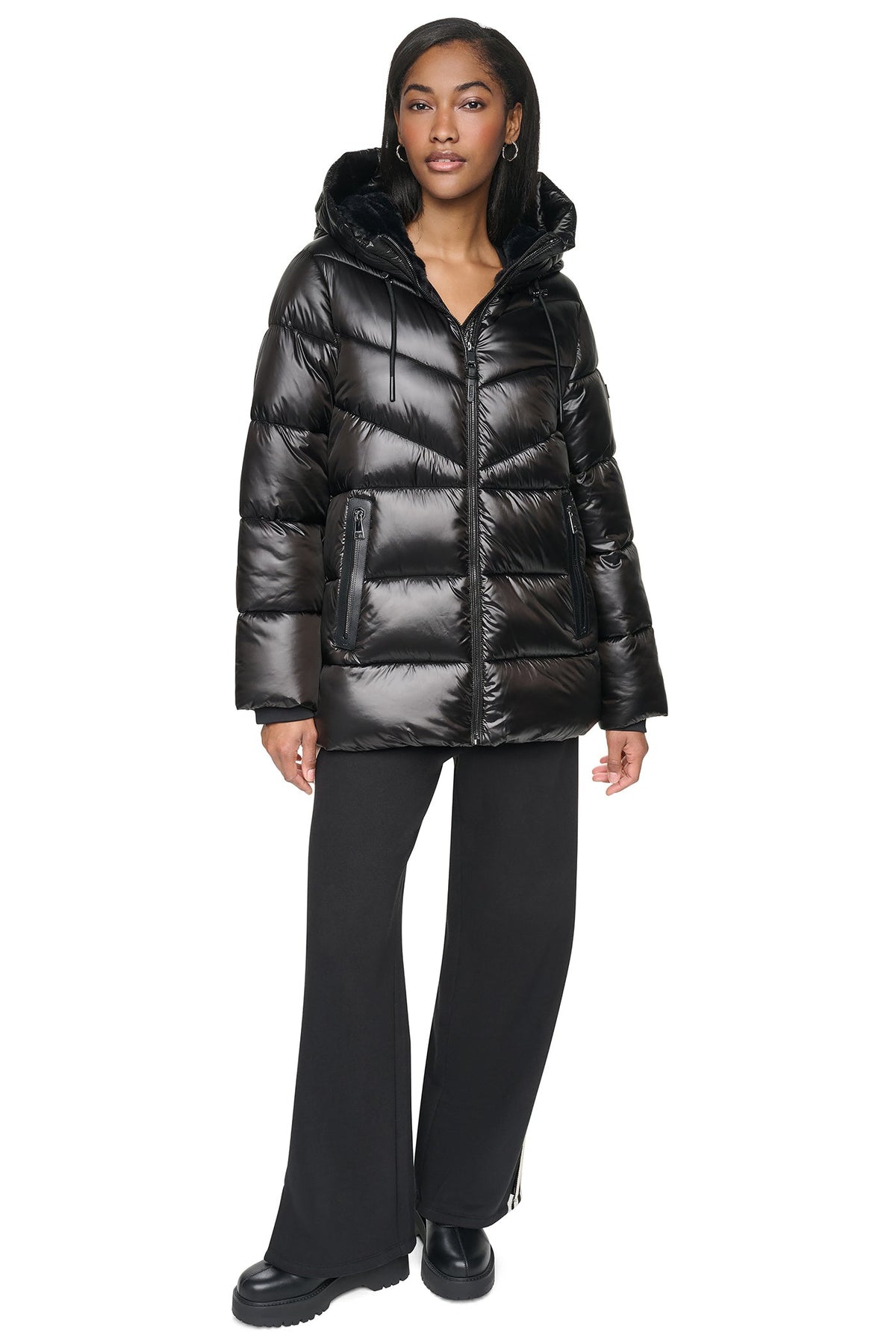 PEARALIZED HOODED PUFFER Bitter | DKNY