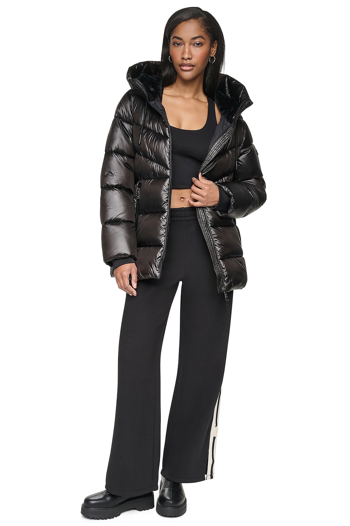 PEARALIZED HOODED PUFFER Bitter | DKNY