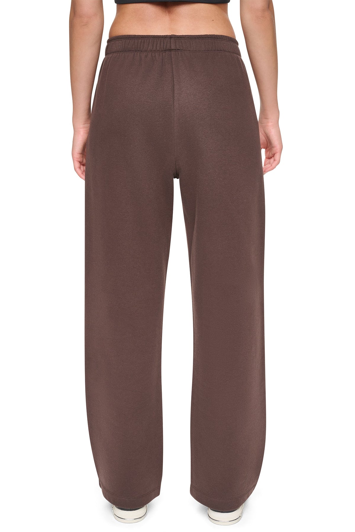 HIGH RISE FLOCKED LOGO RELAXED PANT Espresso/Espresso | DKNY