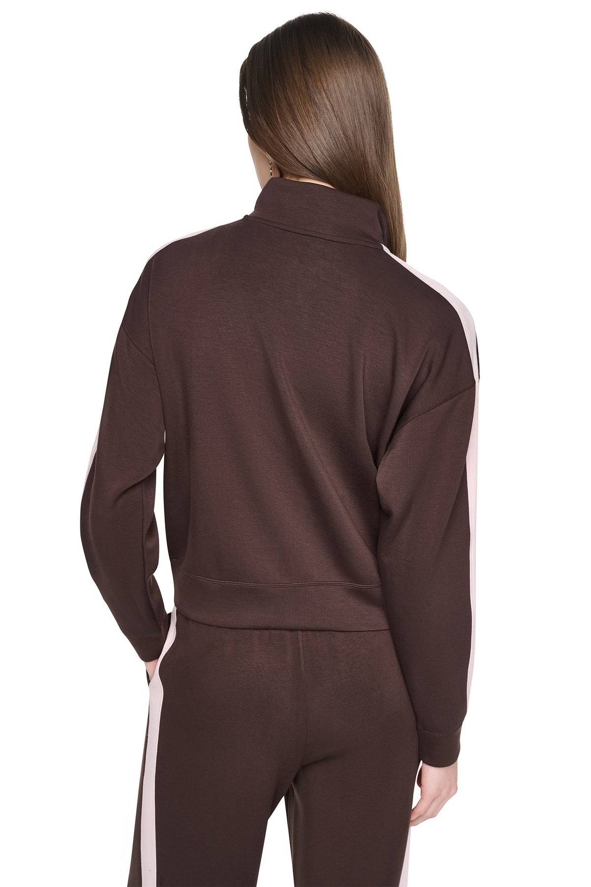 SIDE STRIPE FULL ZIP JACKET Black/Eggnog | DKNY