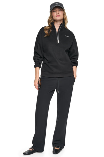METALLIC BUBBLE 1/4 ZIP PULLOVER Caramel Heather | DKNY