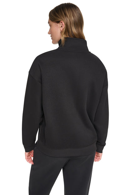 METALLIC BUBBLE 1/4 ZIP PULLOVER Caramel Heather | DKNY