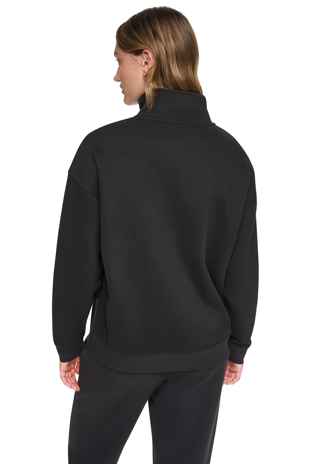 METALLIC BUBBLE 1/4 ZIP PULLOVER Black | DKNY