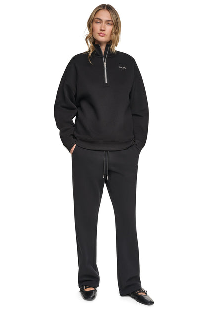 METALLIC BUBBLE 1/4 ZIP PULLOVER Black | DKNY