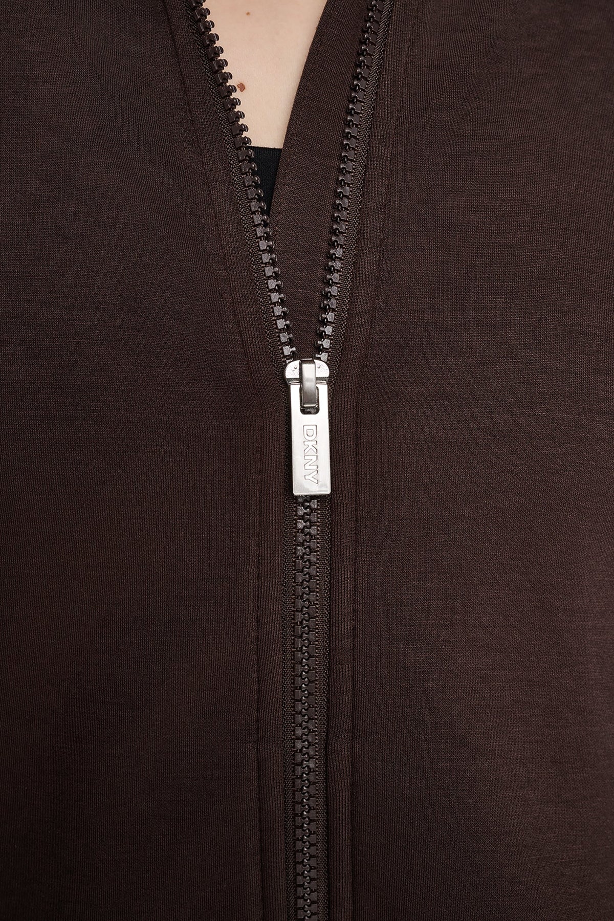 SIDE STRIPE FULL ZIP JACKET Espresso/Blush Pink | DKNY