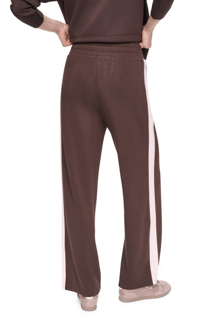 HIGH-RISE SIDE STRIPE WIDE-LEG PANT Espresso/Blush Pink | DKNY