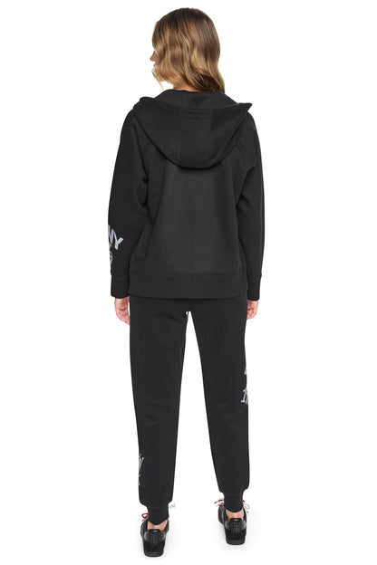 GRAFFITI RHINESTONE FULL-ZIP HOODIE Black | DKNY
