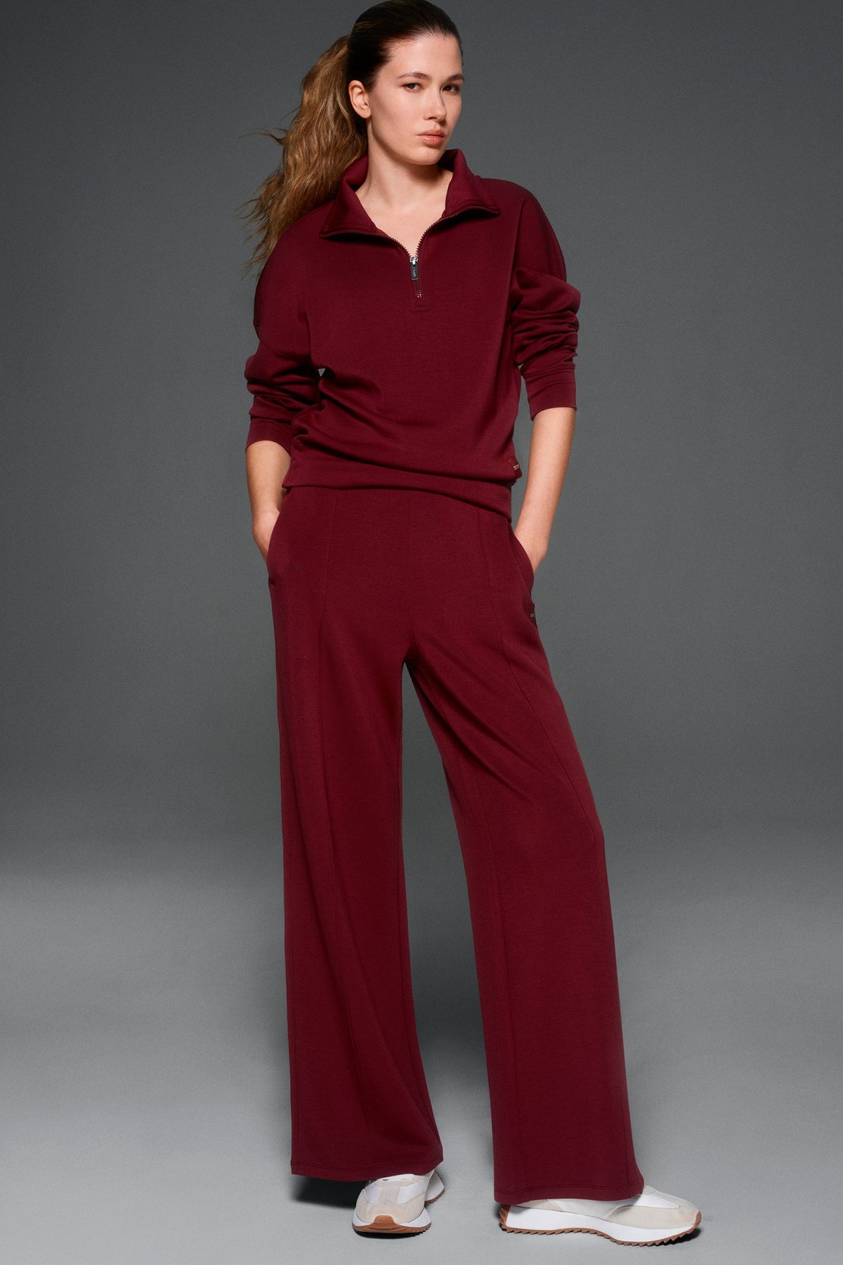 MOCK NECK HALF ZIP PULLOVER Claret | DKNY