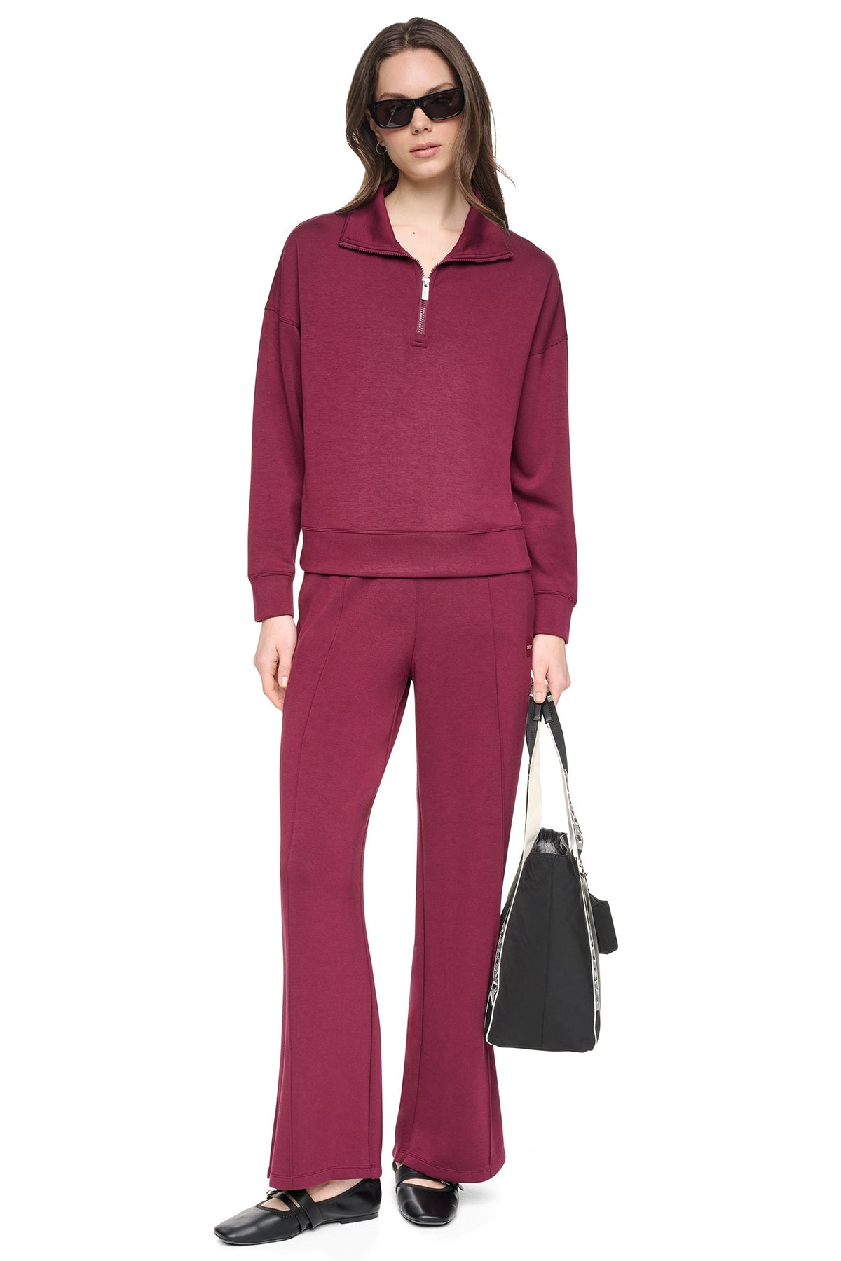 MOCK NECK HALF ZIP PULLOVER Claret | DKNY