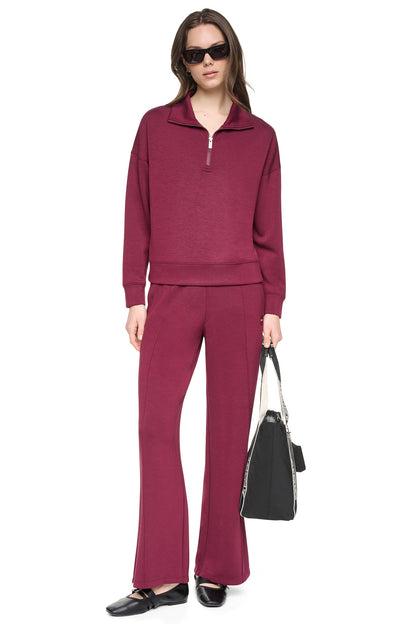 MOCK NECK HALF ZIP PULLOVER Claret | DKNY