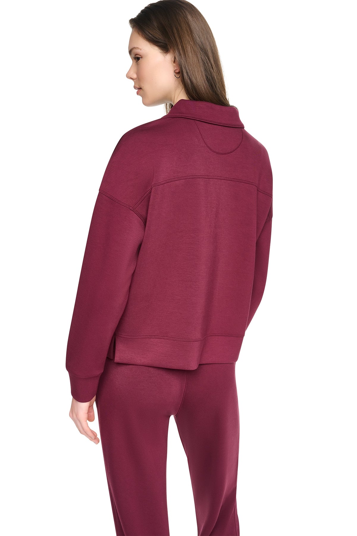 MOCK NECK HALF ZIP PULLOVER Claret | DKNY