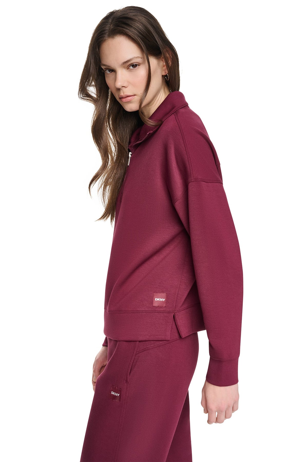MOCK NECK HALF ZIP PULLOVER Claret | DKNY