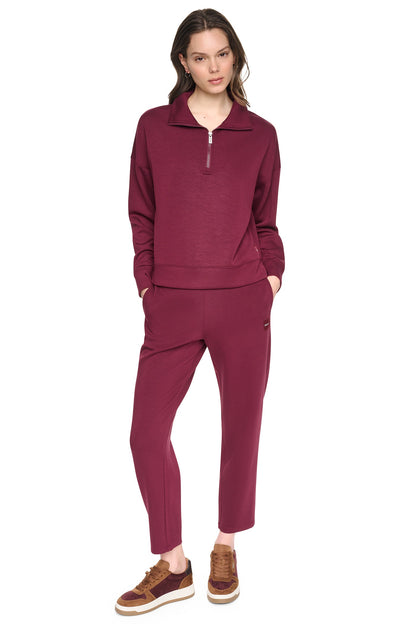 MOCK NECK HALF ZIP PULLOVER Claret | DKNY
