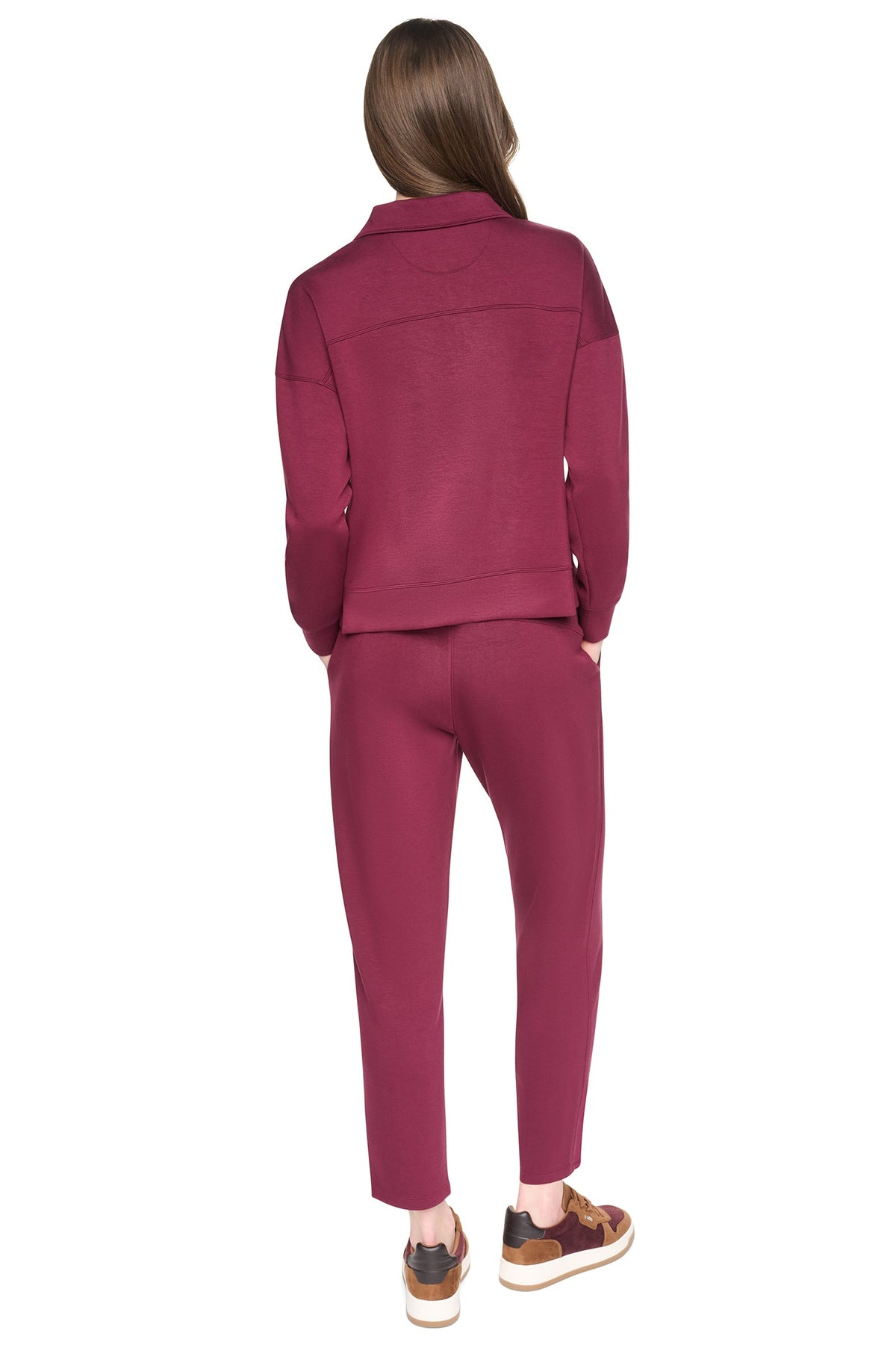 MOCK NECK HALF ZIP PULLOVER Claret | DKNY