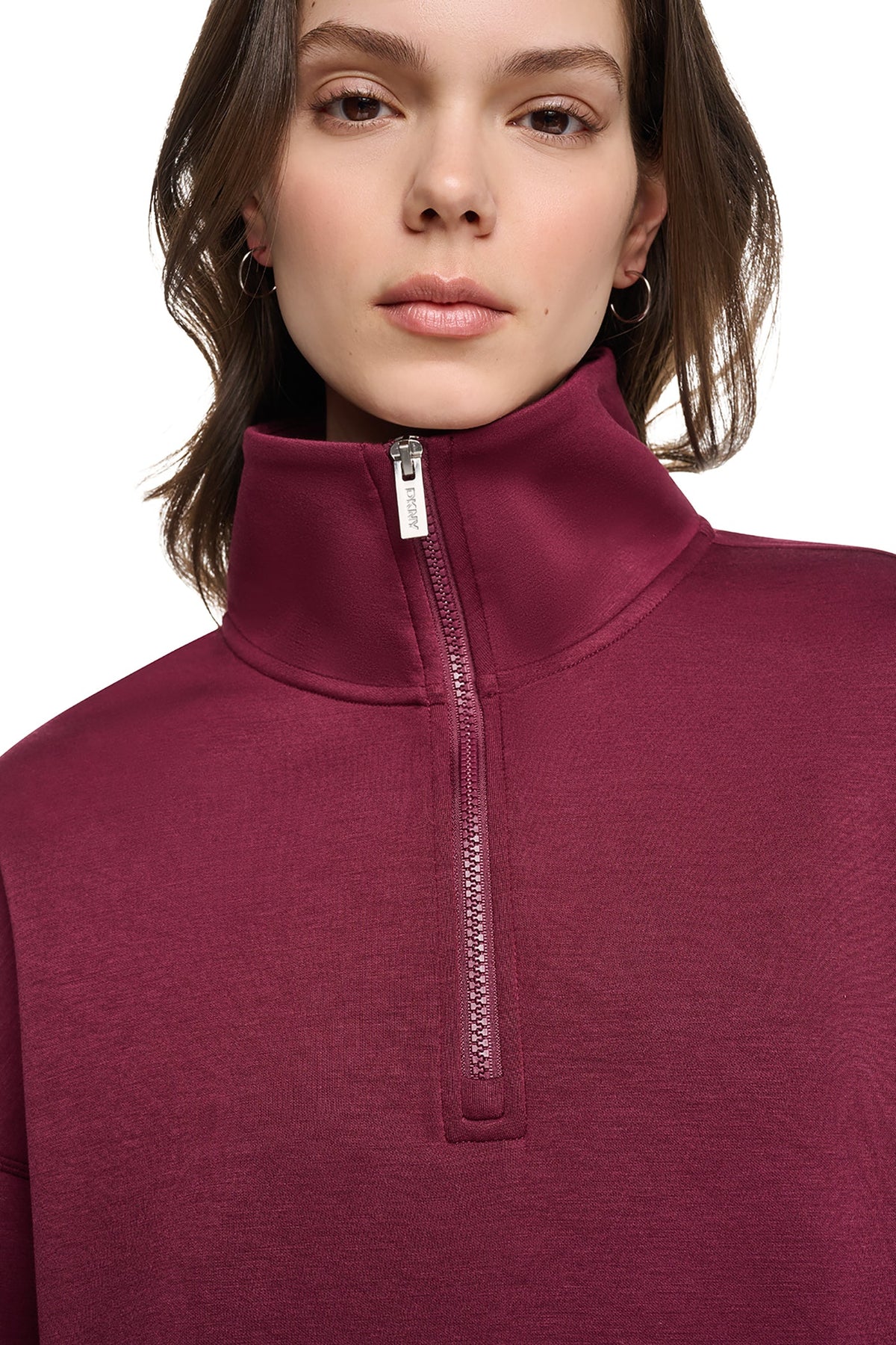 MOCK NECK HALF ZIP PULLOVER Claret | DKNY