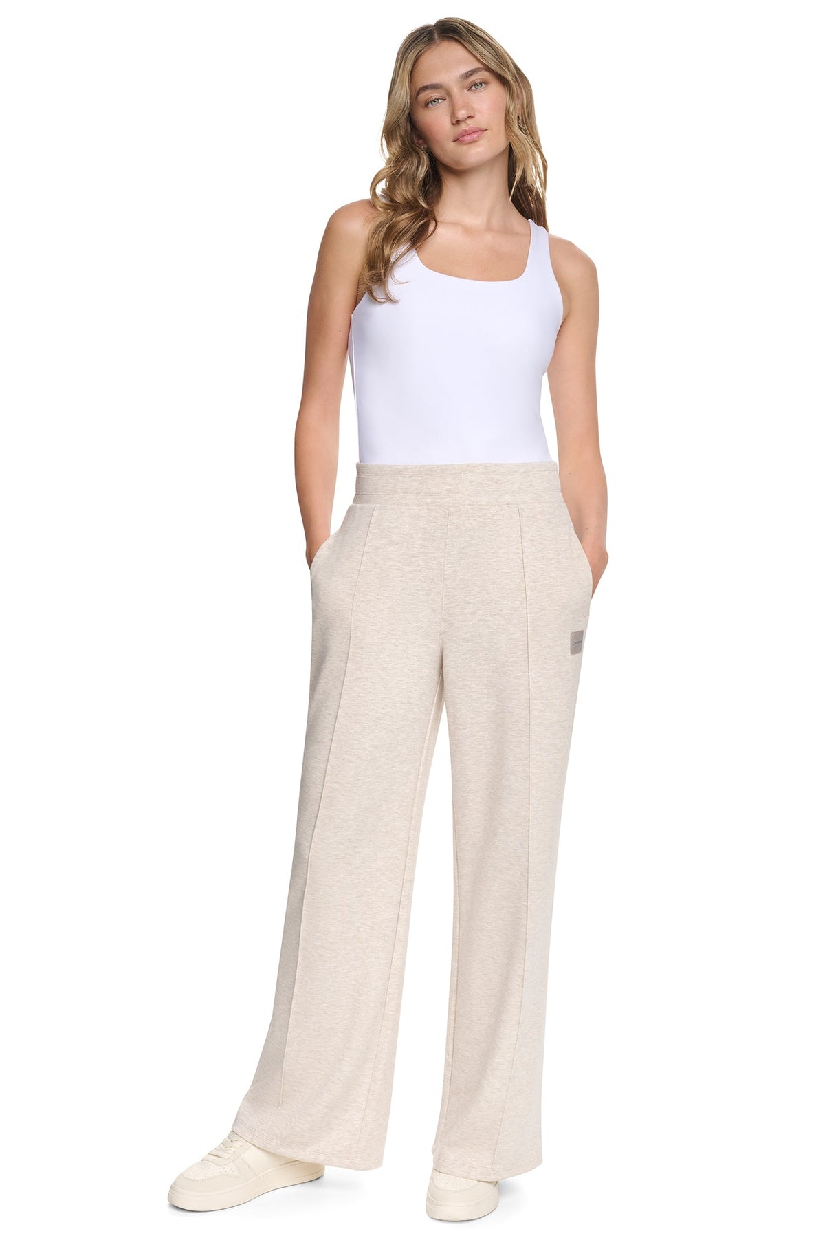 HIGH-RISE PINTUCKED WIDE-LEG PANT Claret | DKNY