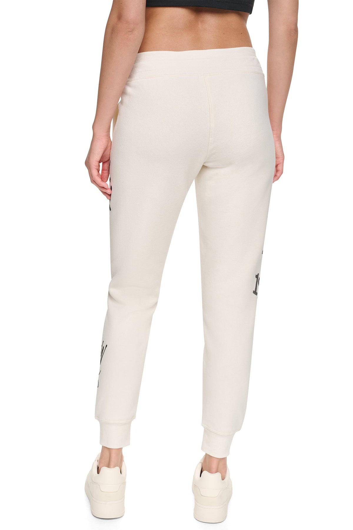 MID-RISE GRAFFITI RHINESTONE LOGO JOGGER Pearl Grey Heather | DKNY