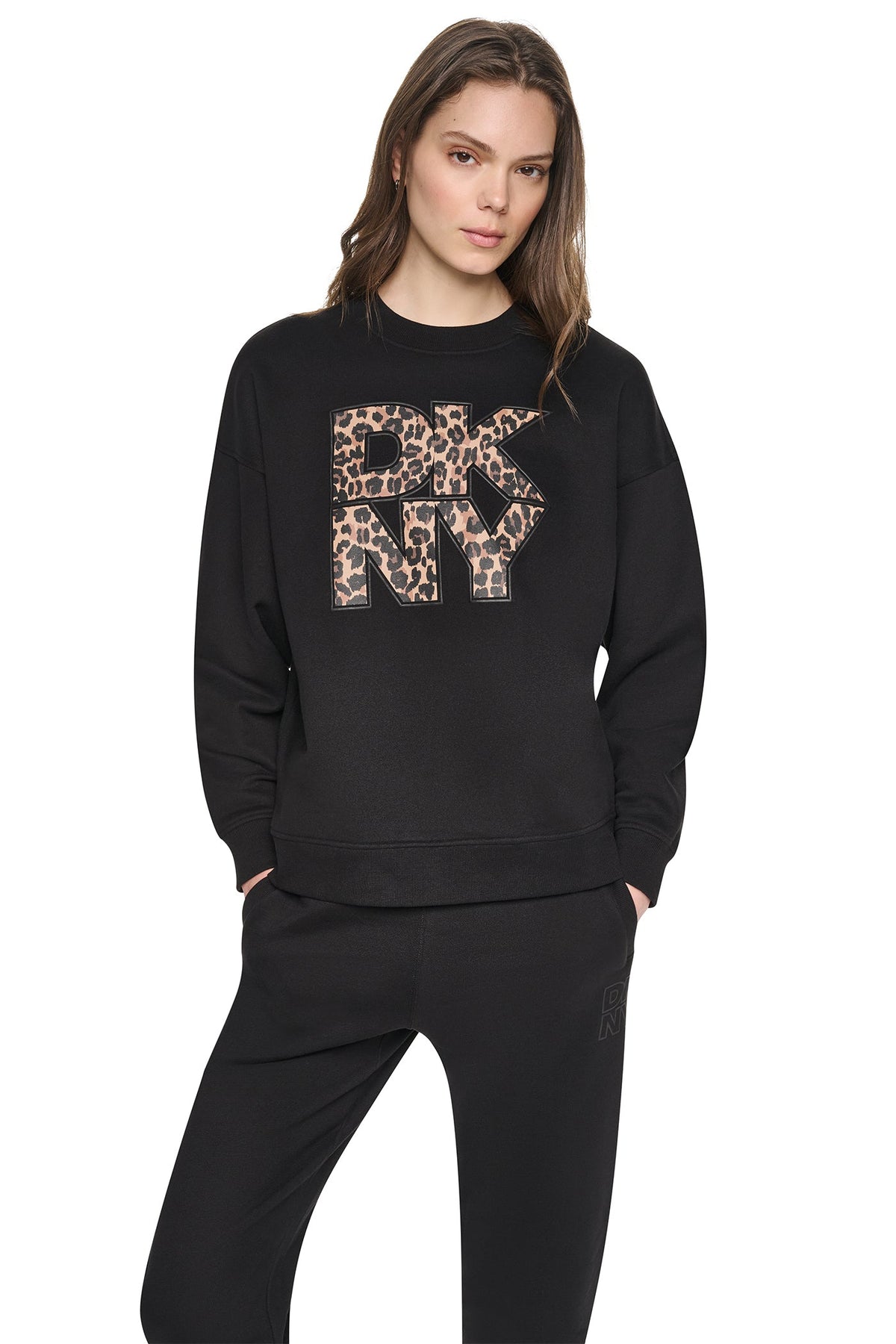 ANIMAL PRINT LOGO SWEATSHIRT Caramel | DKNY