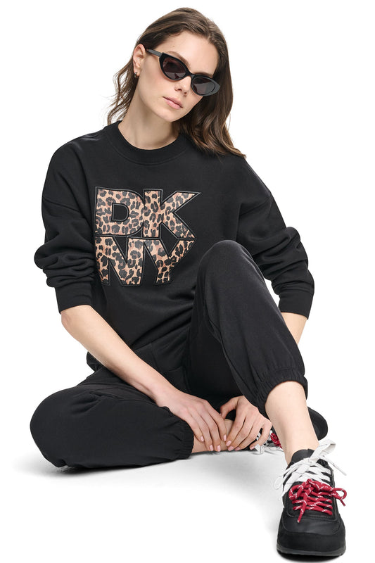 ANIMAL PRINT LOGO SWEATSHIRT Black | DKNY