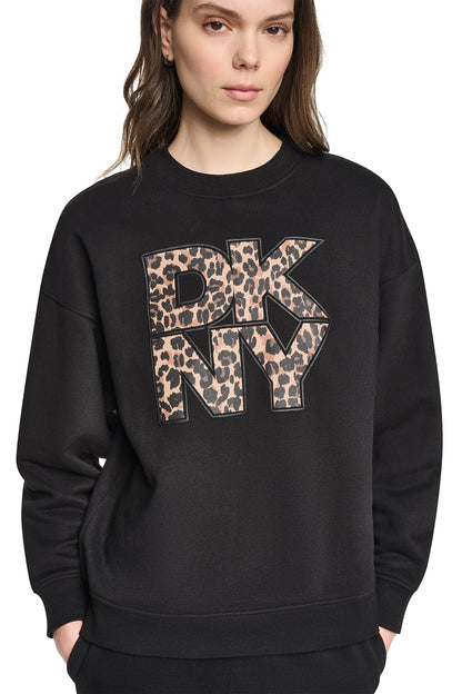 ANIMAL PRINT LOGO SWEATSHIRT Black | DKNY