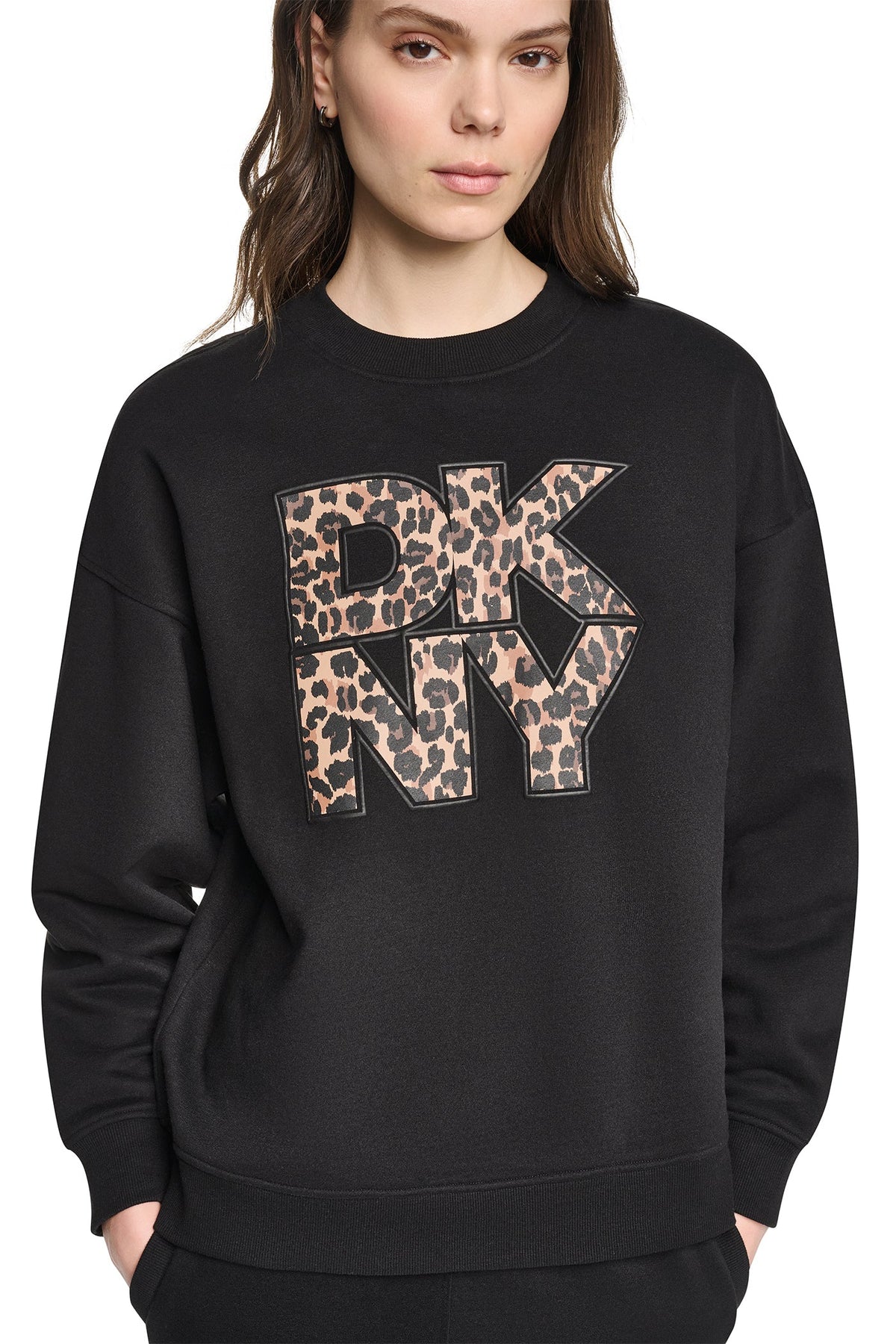 ANIMAL PRINT LOGO SWEATSHIRT Black | DKNY