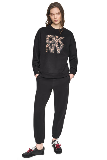 ANIMAL PRINT LOGO SWEATSHIRT Black | DKNY