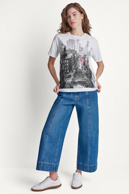 DKNY RHINESTONE NY STREETS LOGO TEE White/Black Punch | DKNY