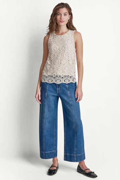 CROCHET KNIT TANK Natural | DKNY