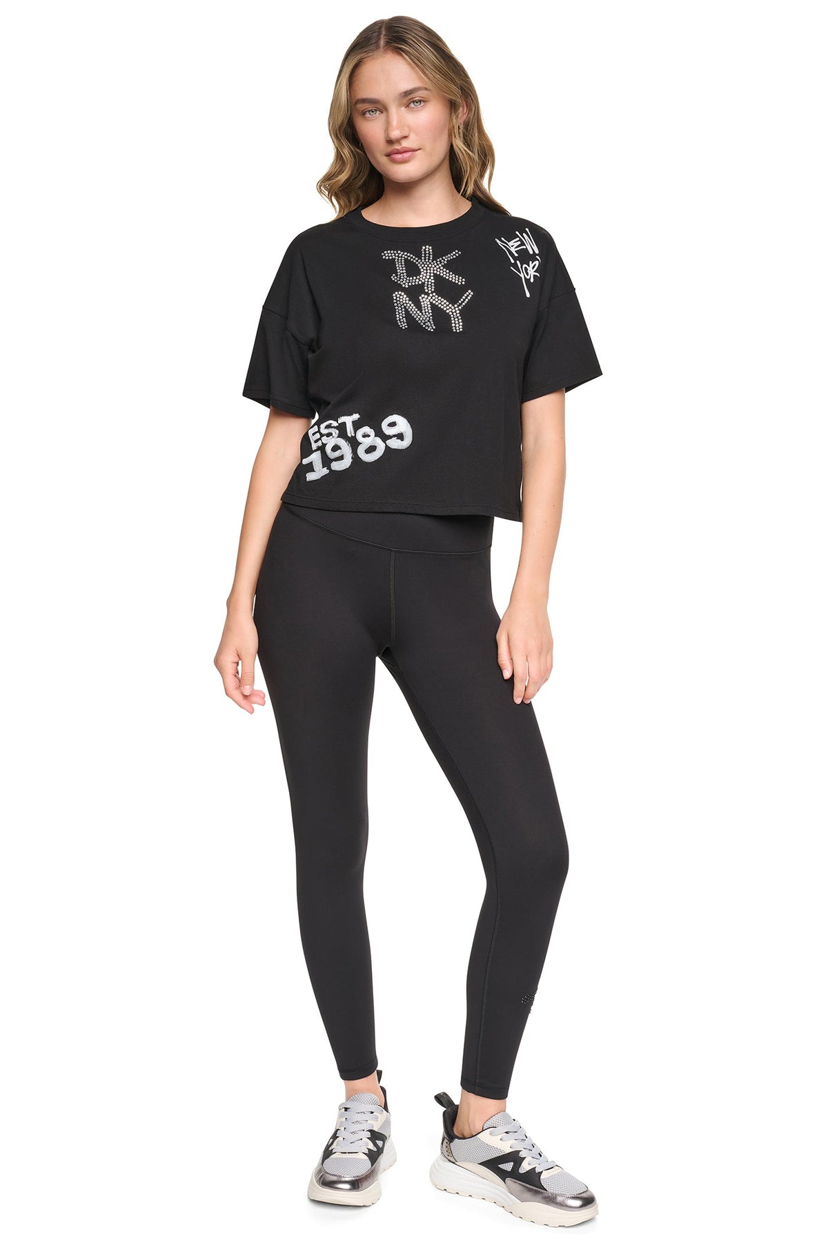 GRAFFITI RHINESTONE LOGO TEE Eggnog | DKNY