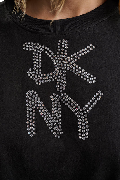 GRAFFITI RHINESTONE LOGO TEE Eggnog | DKNY