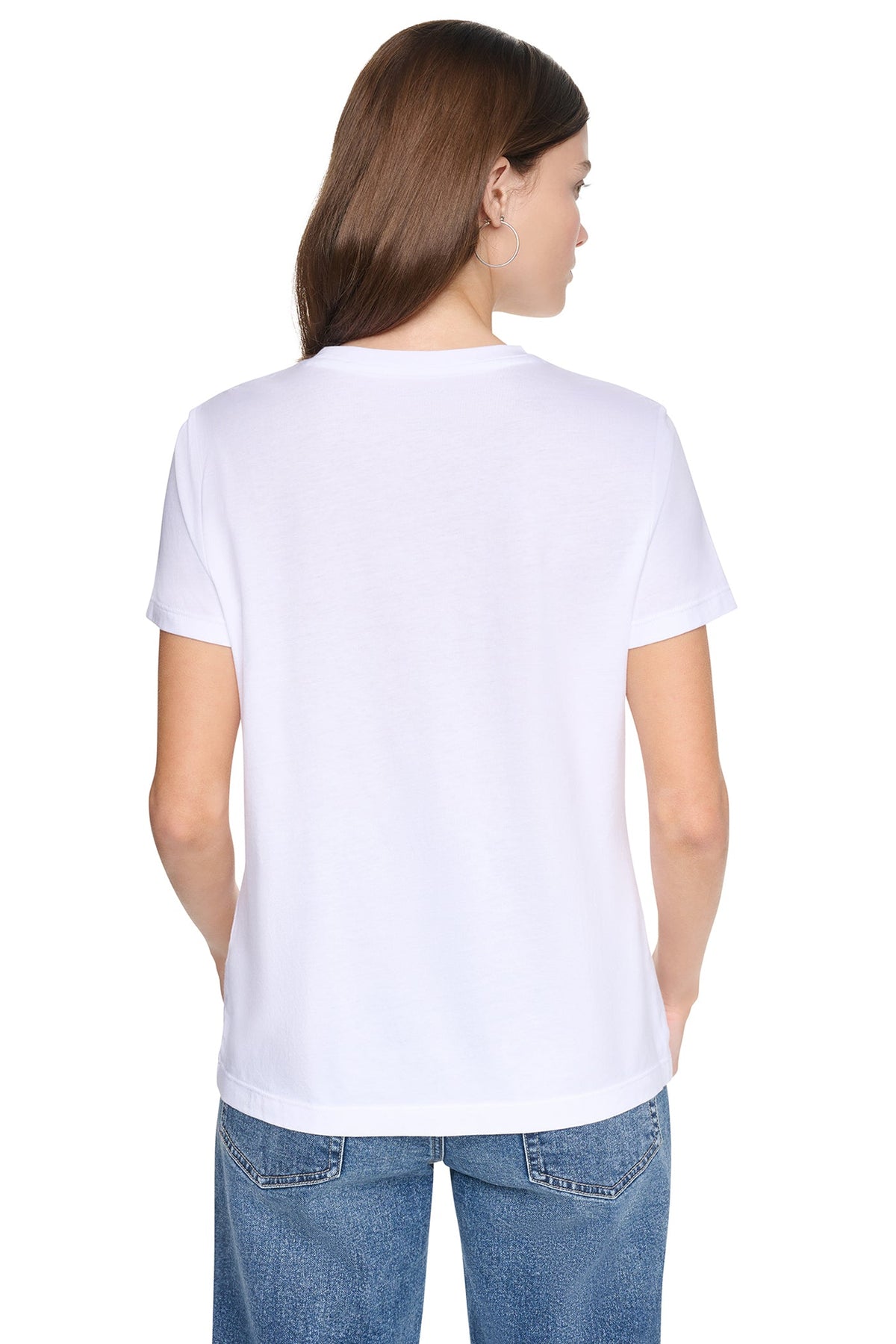 CRYSTAL DISTRESSED LOGO TEE Chestnut/Black Smoked Top | DKNY