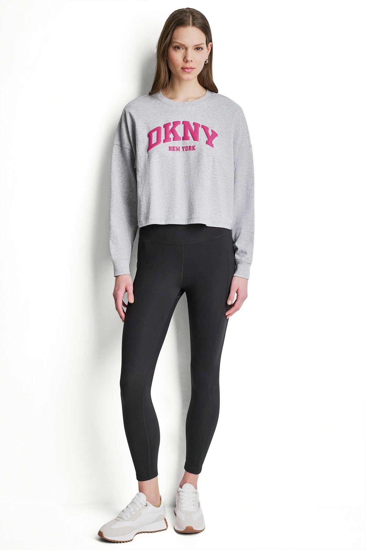 PUFF VARSITY LOGO LONG SLEEVE TEE Punch/Black | DKNY