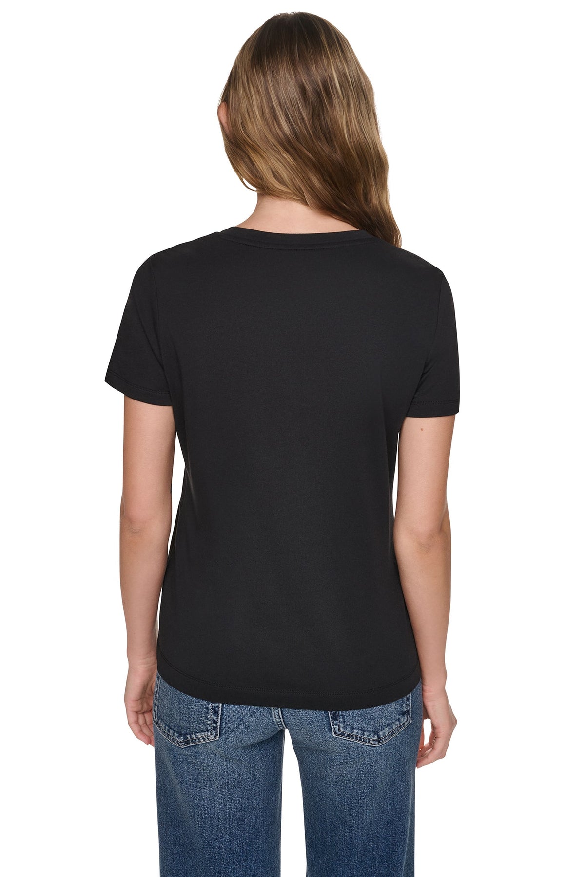 SEQUIN STACKED LOGO TEE Eggnog/Espresso | DKNY