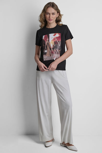 MANHATTANHENGE CONVERSATIONAL TEE Black | DKNY