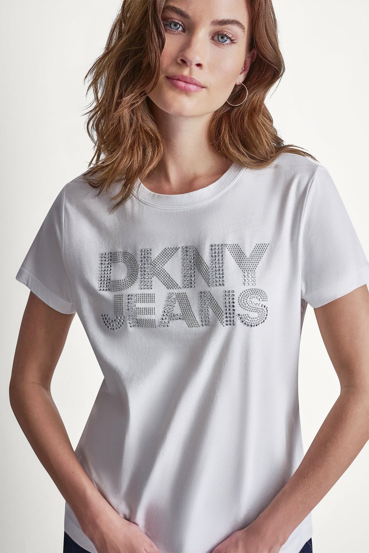 DKNY JEANS STACKED RHINESTONE DOME TEE Black | DKNY