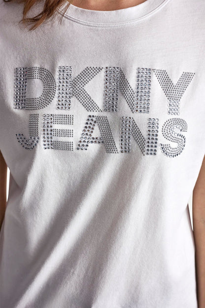 DKNY JEANS STACKED RHINESTONE DOME TEE Black | DKNY