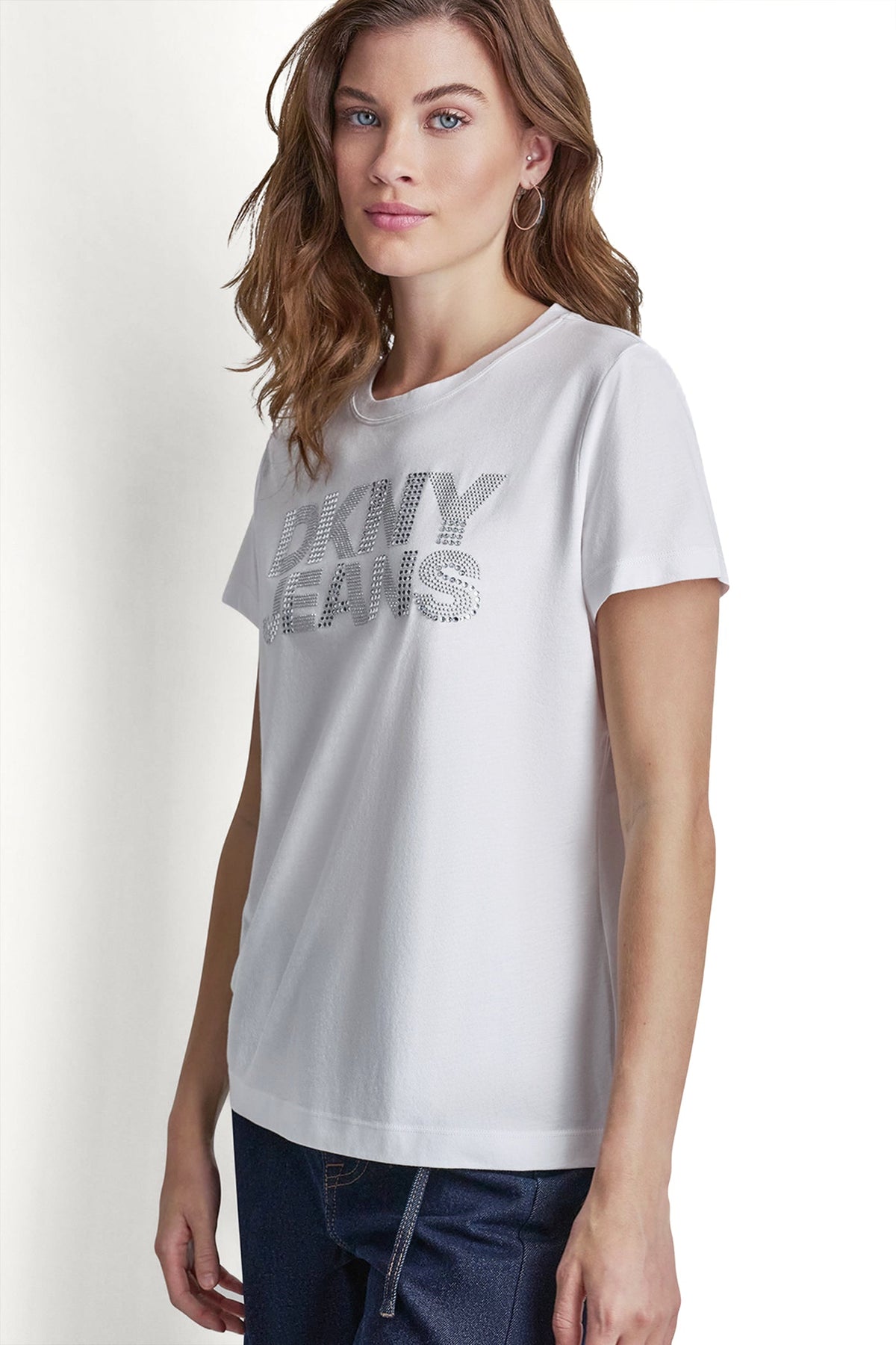 DKNY JEANS STACKED RHINESTONE DOME TEE Black | DKNY