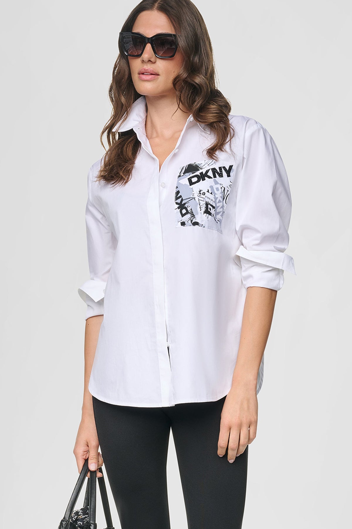 LOGO POCKET POPLIN SHIRT White | DKNY