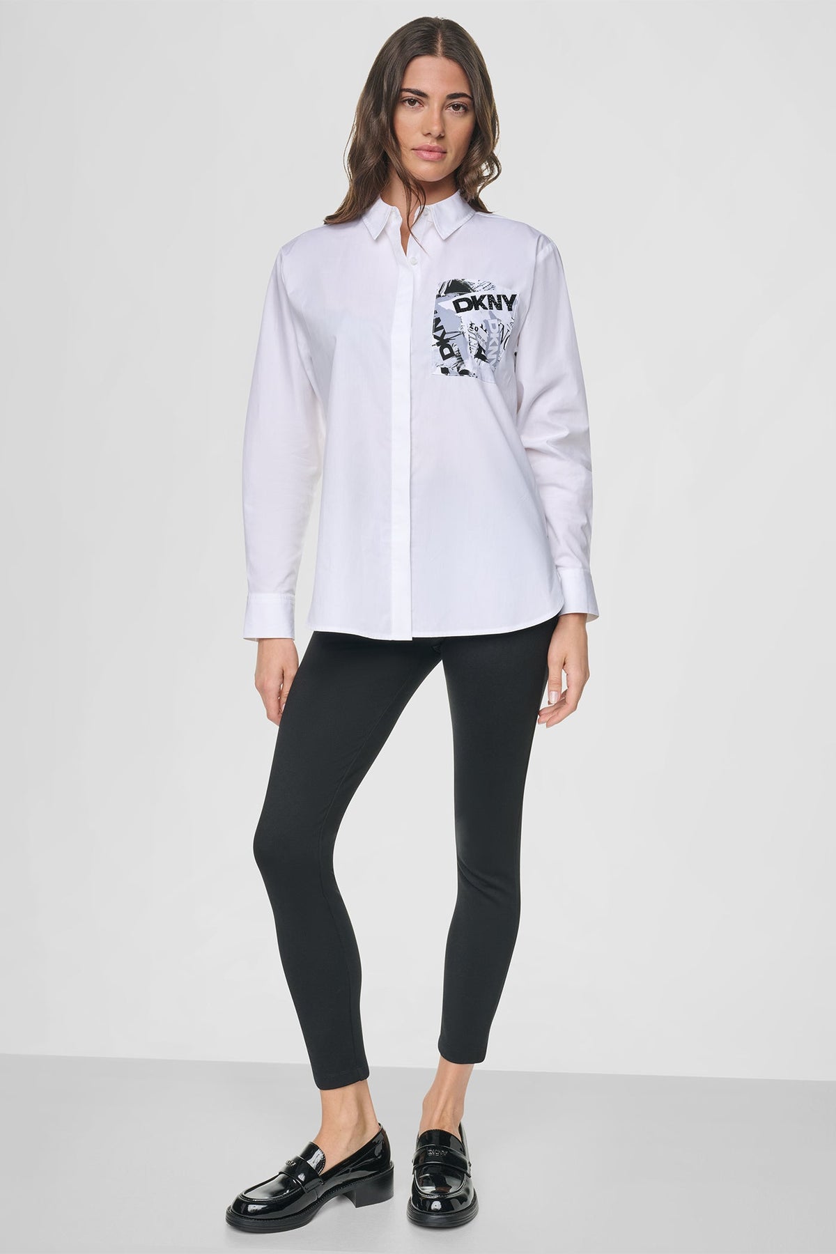 LOGO POCKET POPLIN SHIRT White | DKNY
