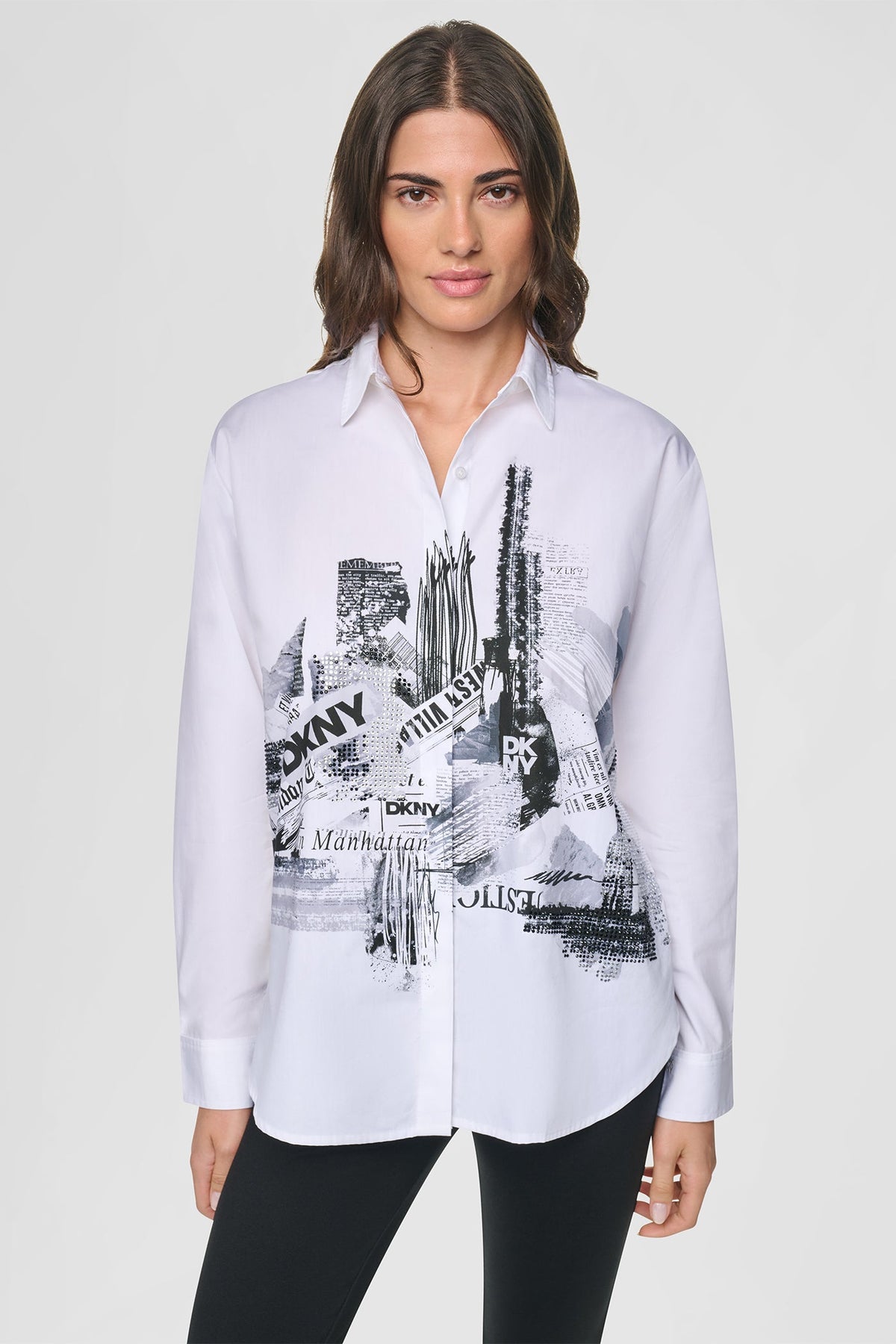 RHINESTONE CITY SHIRT White | DKNY