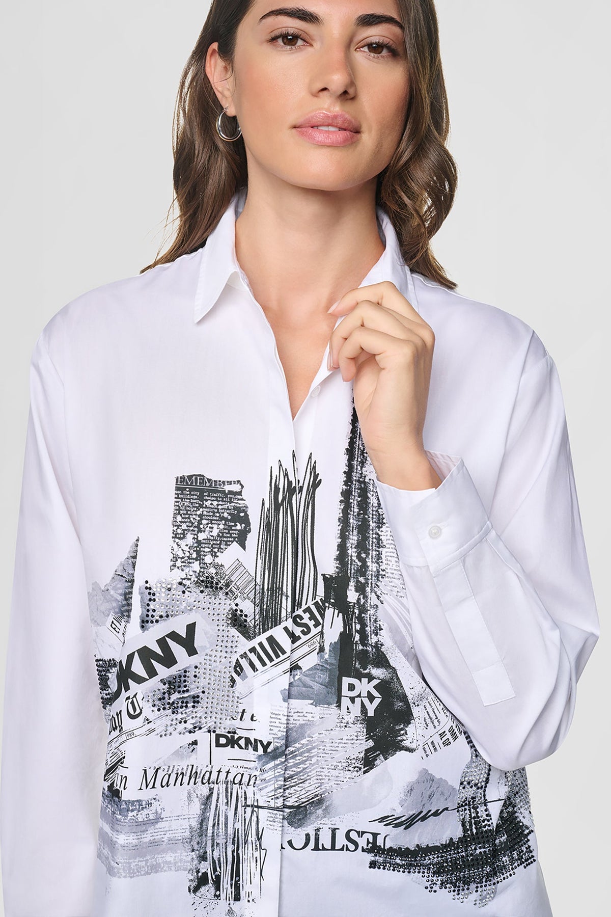 RHINESTONE CITY SHIRT White | DKNY
