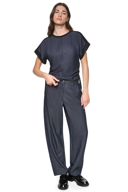 WASHED INDIGO SIDE RUCHED TOP Dark Indigo | DKNY