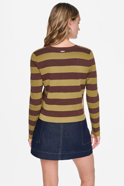 CROPPED STRIPED CARDIGAN Chestnut/Crocodile | DKNY
