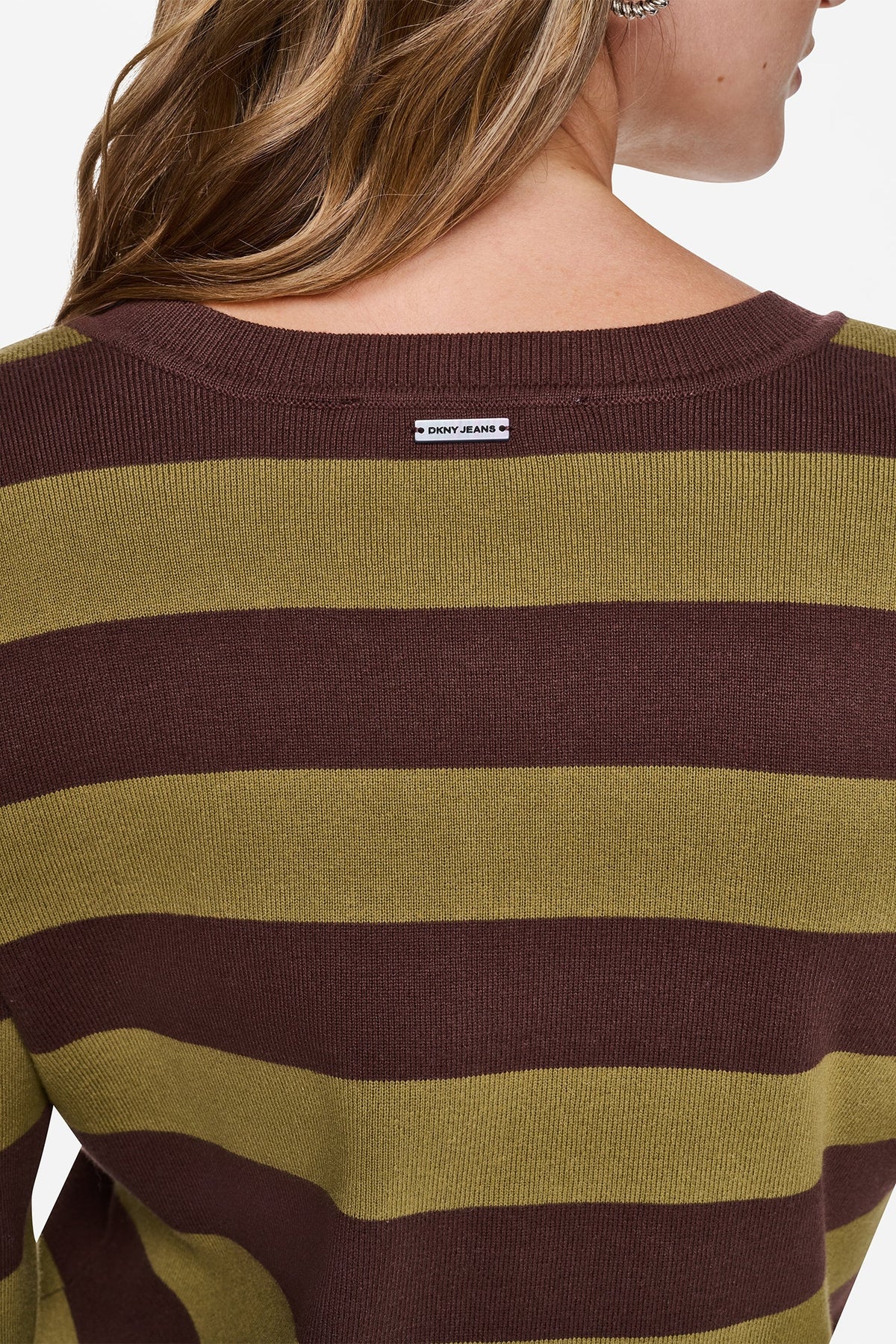 CROPPED STRIPED CARDIGAN Chestnut/Crocodile | DKNY