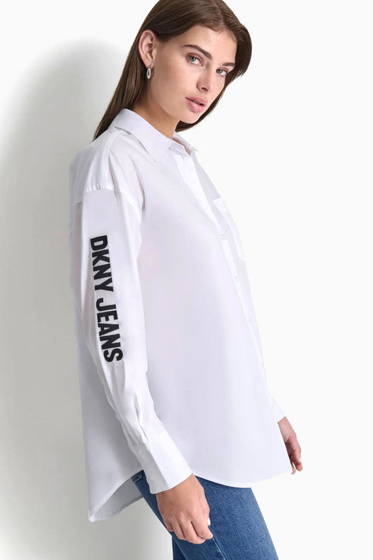 POPLIN BUTTON DOWN White | DKNY