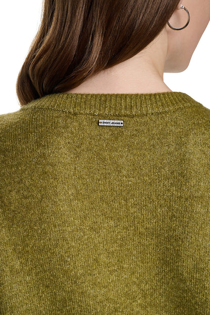 ASYMMETRIC BUTTON HEM CARDIGAN Black | DKNY