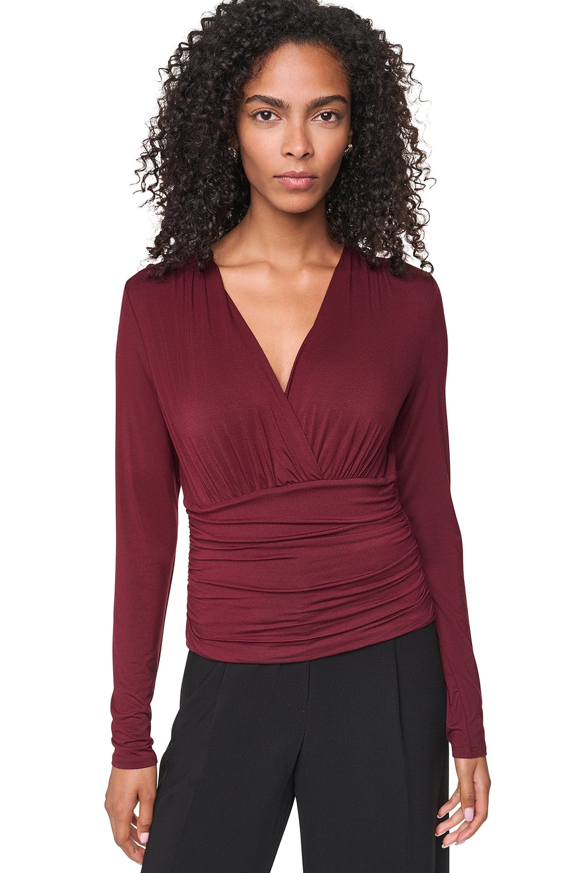 V-NECK BLOUSE Cabernet | DKNY